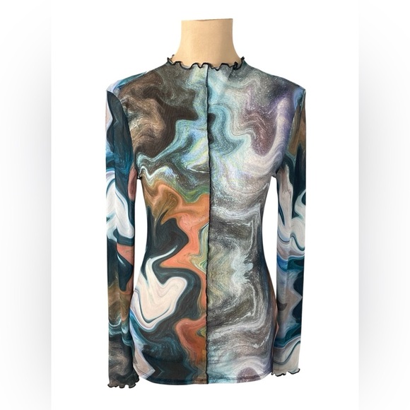 GILDED INTENT‎ | Sheer Marble Mesh Top | Size Medium - Picture 3 of 16